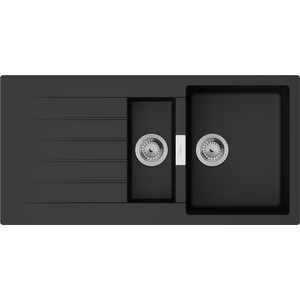 Hansgrohe Мойка кухонная S52, гранит, прямоуг., с крылом, 980х480х190мм, чаша- 1.5, накладная, S520-F530, черный графит