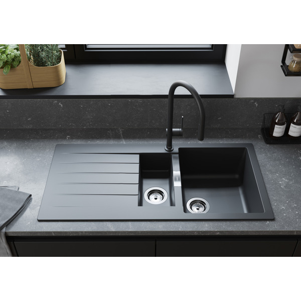 Мийка кухонна Hansgrohe накладна S520-F530 чорний графіт (43357170)