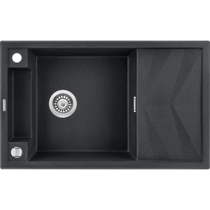 Deante Мойка кухонная Magnetic, гранит, прямоуг., с крылом, 820х500х219мм, чаша - 1, накладная, металлический графит