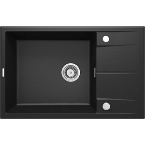 Deante Мойка кухонная Eridan, гранит, прямоуг., с крылом, 780х500х210мм, чаша - 1, накладная, металлический графит