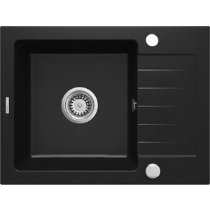 Deante Мойка кухонная Zorba, гранит, прямоуг., с крылом, 580х440х164мм, чаша - 1, накладная, черный