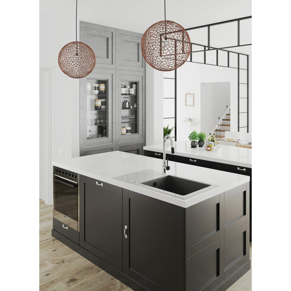 Deante Смеситель для кухни Aster, дл.излива - 206мм, поворотный, 1 рычаг, хром-черный