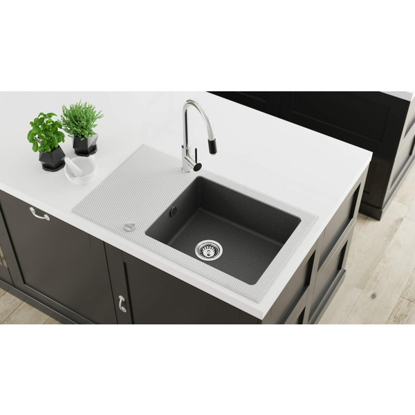 Deante Смеситель для кухни Aster, дл.излива - 206мм, поворотный, 1 рычаг, хром-черный