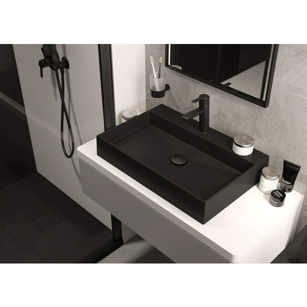 Deante Смеситель для раковины Arnika, дл. излива - 118мм, неповоротный, 1 рычаг, черный