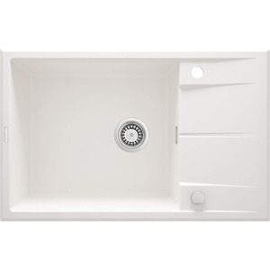 Deante Мойка кухонная Eridan, гранит, прямоуг., с крылом, 780х500х210мм, чаша - 1, накладная, алебастр