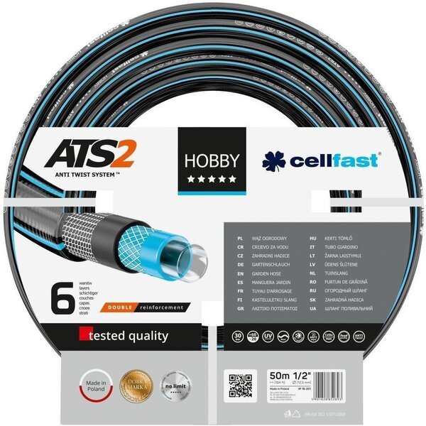 Cellfast Шланг садовый HOBBY ATS 1/2", 50м, 6 слоев, до 30 Бар, -20…+60°C