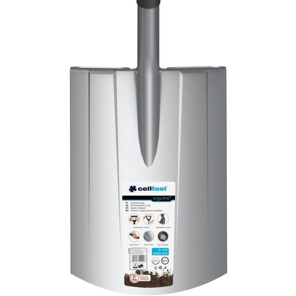 Лопата пряма Cellfast ERGO, закруглене лезо, 123 см, 2.1кг (40-001)