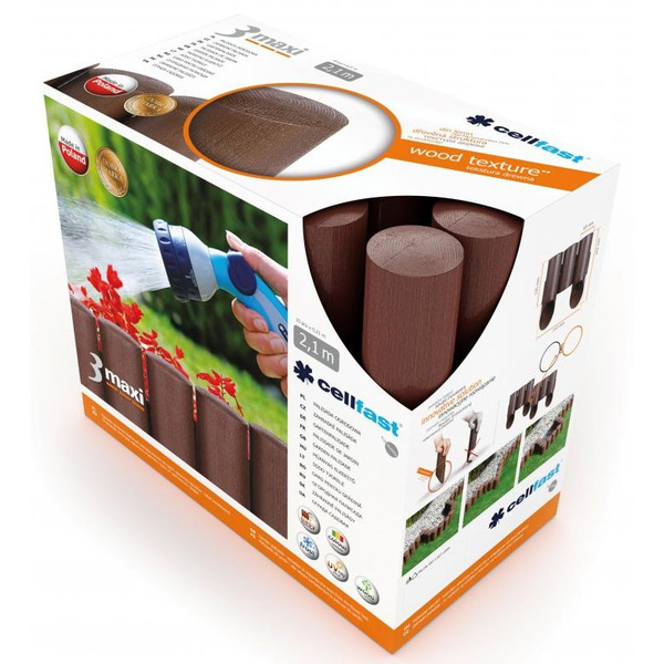 Cellfast Газонное ограждение MAXI, 3 элемента, 2.1м, коричневый