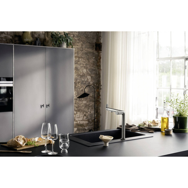 Смеситель для кухни Hansgrohe Aqittura M91, дл.излива - 285мм, поворотный, 1 рычаг, FilterSystem 240, под сталь