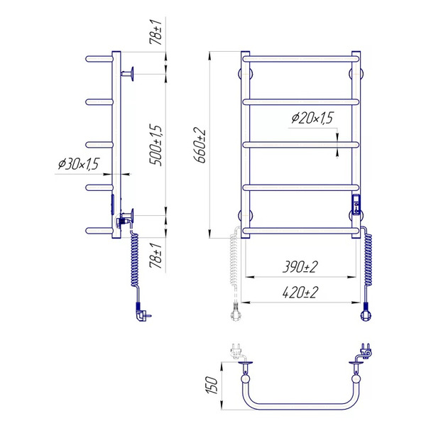 Рушникосушка Mario Стандарт НР-І 650х430/150 електр. TR К (2.3.0213.10.P)