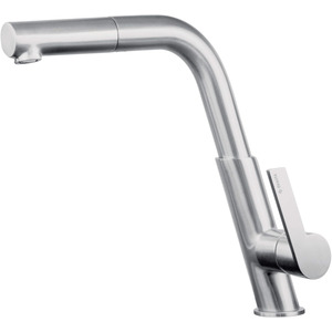 Смеситель для кухни Deante Silia, дл.излива - 233мм, поворотный, вытяжной, 1 рычаг, матовая сталь