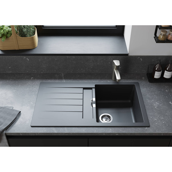 Мойка кухонная Hansgrohe накладная S520-F345 черный графит (43356170)