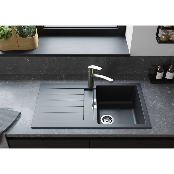 Мойка кухонная Hansgrohe накладная S520-F345 черный графит (43356170)