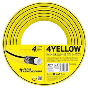 Шланг садовий Cellfast 4YELLOW 1/2' 20м, 4 шари, до 20 Бар, -10…+50°C (10-500)