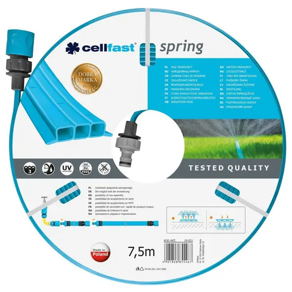 Шланг садовий Cellfast SPRING, зрошувальний перфорований, 7.5м (19-021)