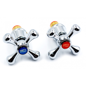 Ручка з кран буксою 1/2 кераміка SMES хрест (під холодну та гарячу воду)