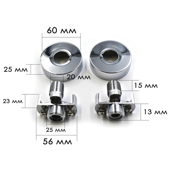 Ексцентрик з регулюванням кута нахилу 20° L 130-180мм з відбивачами, пара, латунь