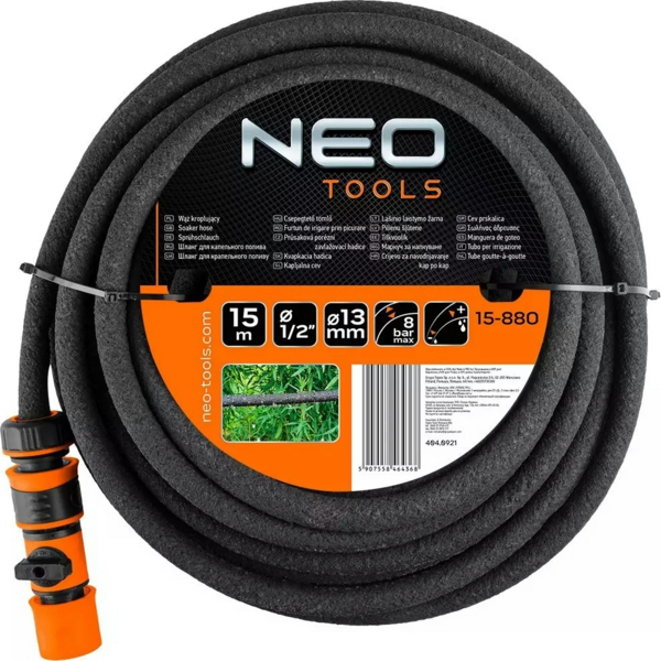 Шланг садовий Neo Tools для краплинного поливу 1/2", 15м (15-880)