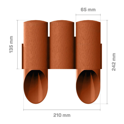 Газонна огорожа Cellfast MAXI, 3 елементи, 2.1м, цегляна