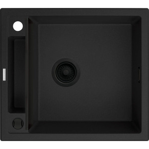 Мойка кухонная Deante Magnetic, гранит, квадрат, без крыла, 560х500х219мм, чаша - 1, накладная, черный матовый