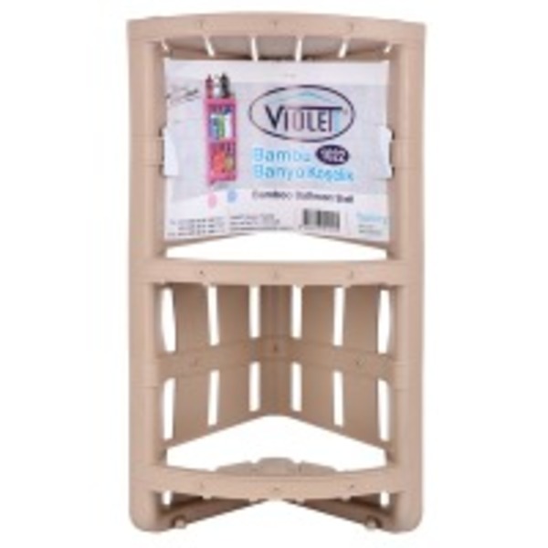 Полиця (полочка) кутова двоярусна для ванної кімнати VIOLET HOUSE 1022 Бамбу Cappuchino