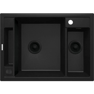 Мийка кухонна Deante Magnetic, граніт, прямокутник, без крила, 690х500х219мм, чаша - 1.5, накладна, черний