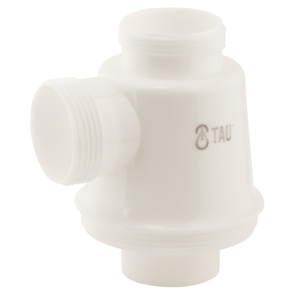 Сифон для кухонної мийки з пластиковим випуском 3½" виводом під пральну машину, квадратним переливом і гнучким відведенням Ø40/50мм (білий) TAU (9842823)