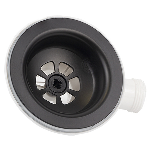 Сифон для кухонної мийки з пластиковим випуском 3½" виводом під пральну машину круглим переливом і гнучким відведенням Ø40/50мм (чорний) TAU (9842820)