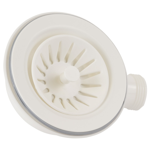 Сифон для кухонної мийки з пластиковим випуском 3½" виводом під пральну машину круглим переливом і гнучким відведенням Ø40/50мм (білий) TAU (9842821)