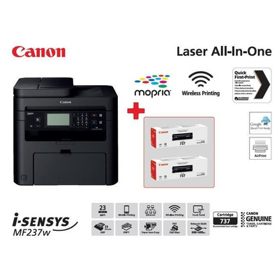 Багатофункціональний пристрій А4 ч/б Canon i-SENSYS MF237w c Wi-Fi (бандл з 2 картриджами)