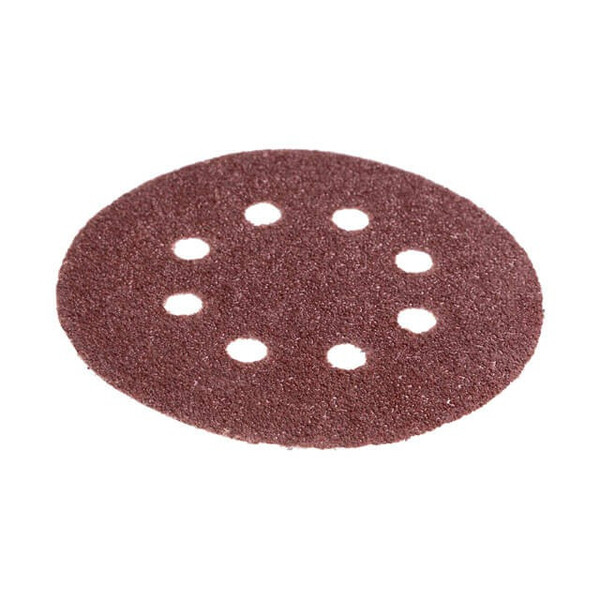 Круг наждаковий самоклеючий 125 мм з отворами , папір клас С, густина 140 г/м2, К36, уп. 5 од. INTERTOOL