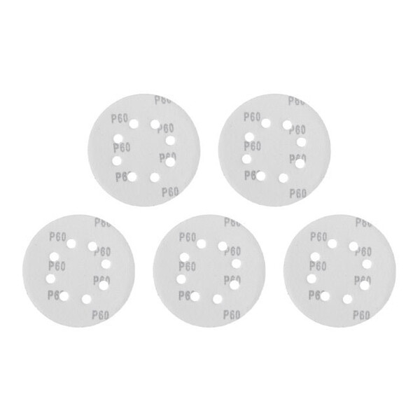 Круг наждаковий самоклеючий 125 мм з отворами , папір клас С, густина 140 г/м2, К60, уп. 5 од. INTERTOOL