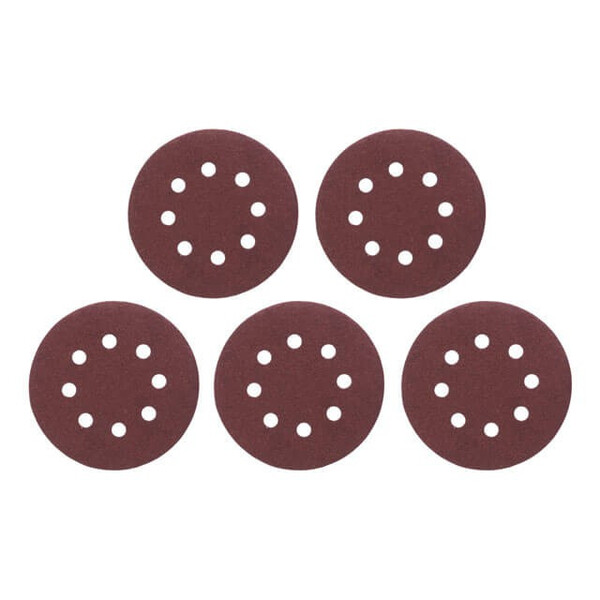 Круг наждаковий самоклеючий 125 мм з отворами , папір клас С, густина 140 г/м2, К100, уп. 5 од. INTERTOOL