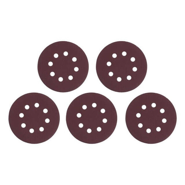 Круг наждаковий самоклеючий 125 мм з отворами , папір клас С, густина 140 г/м2, К140, уп. 5 од. INTERTOOL