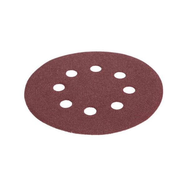 Круг наждаковий самоклеючий 125 мм з отворами , папір клас С, густина 140 г/м2, К140, уп. 5 од. INTERTOOL