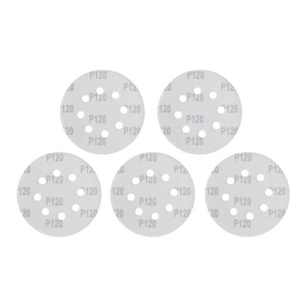 Круг наждаковий самоклеючий 125 мм з отворами , папір клас С, густина 140 г/м2, К140, уп. 5 од. INTERTOOL