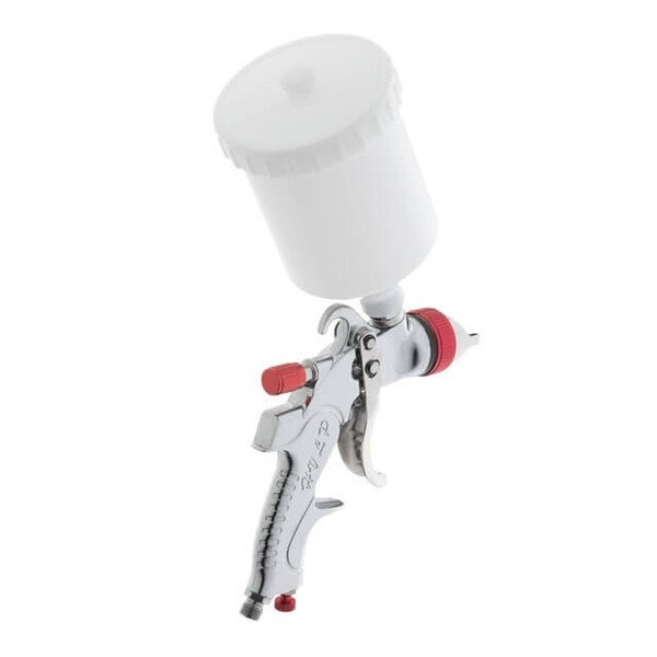 Краскопульт пневматичний HVLP із трьома наборами форсунок - 1,3мм, 1,4мм, 1,7мм, пластиковий бачок, 3бар.