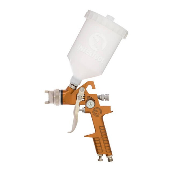 Фарбопульт пневматичний HVLP, верхній пластиковий бачок INTERTOOL PT-0110