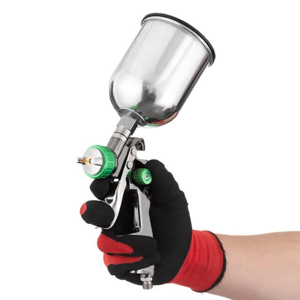 Фарбопульт пневматичний LVLP GREEN професійний, верхній металевий бачок INTERTOOL PT-0131