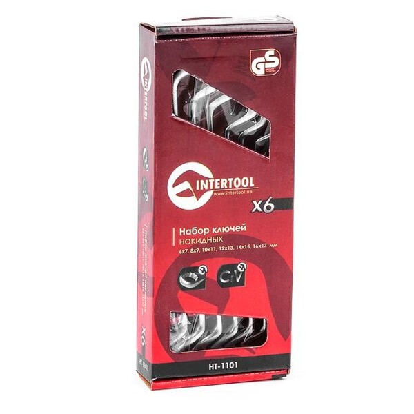Набір ключів накидних, 6шт. 6-17мм. CrV. INTERTOOL HT-1101