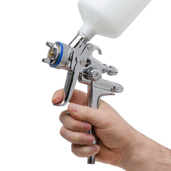 Фарбопульт пневматичний HVLP II професійний, форсунка 1.3 мм, верхній пластиковий бачок 600 мл, 2 бар