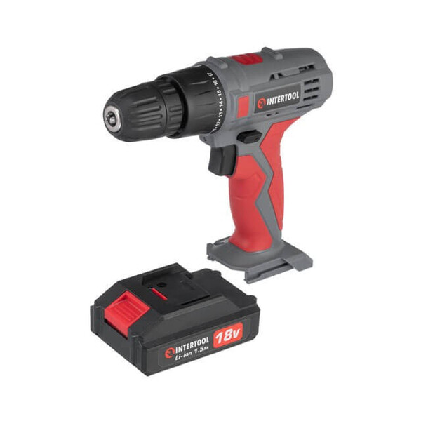 Дриль-шурупокрут акумуляторний 18 В INTERTOOL DT-0315
