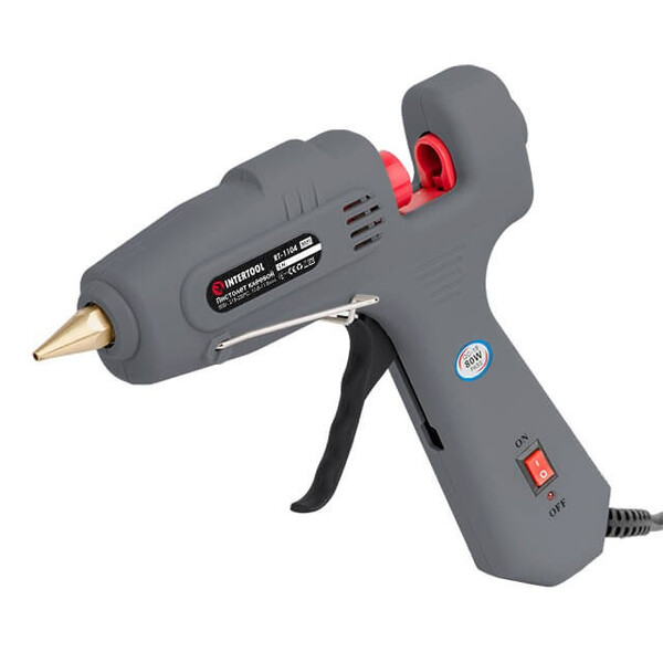 Пістолет клейовий 80Вт, 230В, 215-230°C під стрижні 10.8-11.5мм, 13-30 г / хв. INTERTOOL RT-1104