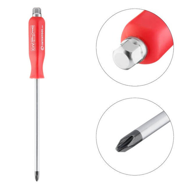 Викрутка шліцева PH4 x 200 мм, CrV INTERTOOL HT-0490