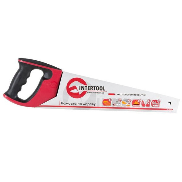 Ножівка по деревині 400 мм з тефлоновим покриттям, з гартованим зубом, потрійне заточування INTERTOOL HT-3107