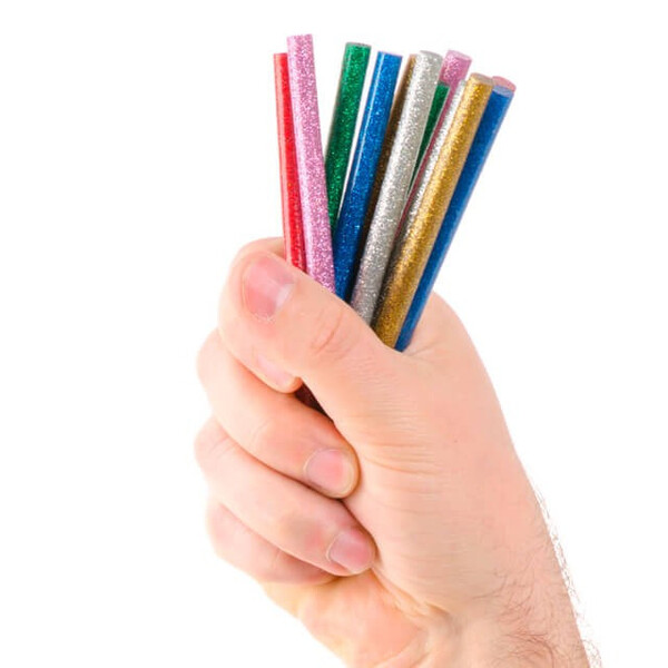 Комплект кольорових перламутрових клейових стрижнів 7,4 мм * 100 мм, 12 шт. INTERTOOL RT-1033