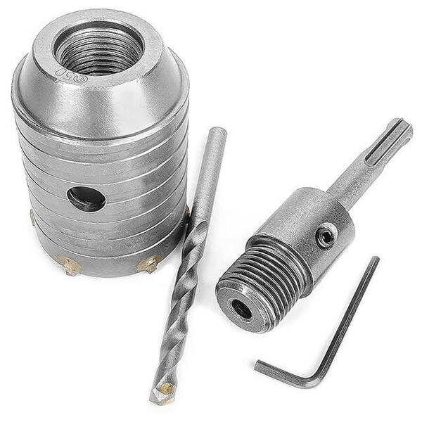 Комплект: Свердло корончастот для бетону 50 мм + Перехідник SDS Plus 100 мм INTERTOOL SD-7050