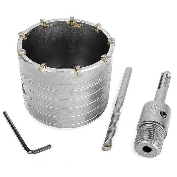 Комплект: Свердло корончастот для бетону 75 мм + Перехідник SDS Plus 100 мм INTERTOOL SD-7075