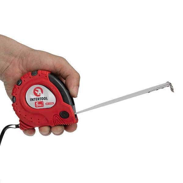 Рулетка з металевим полотном 5м x 19мм "Супер Магніт" блістер INTERTOOL MT-0306