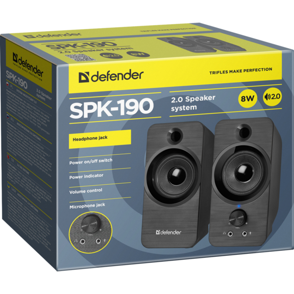 Комп'ютерні колонки DEFENDER (65190)2.0 SPK 190 USB 8W чорний